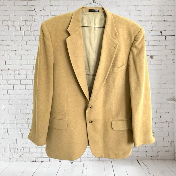 $225 Stafford Blazer Jacket Size 48L Men’s 100% Camel Hair Two Button Classic - Picture 1 of 11